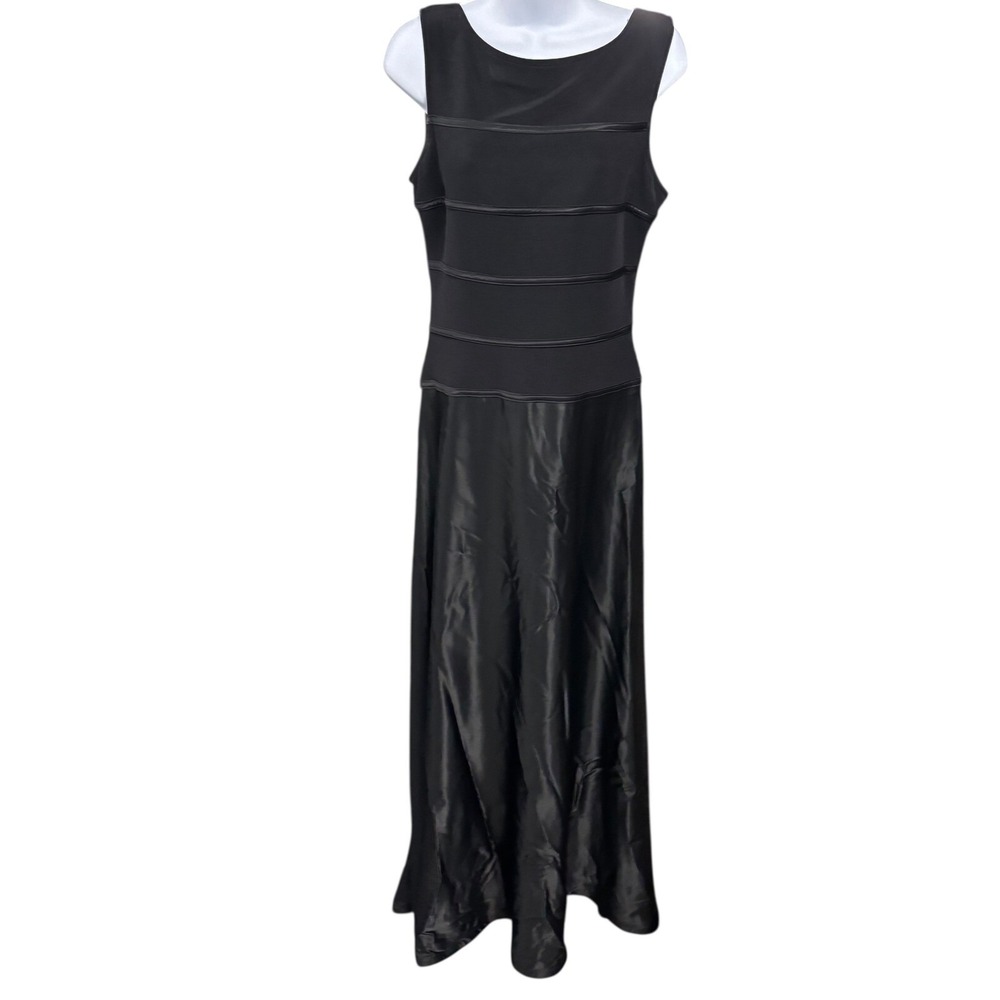 Tadashi Black Maxi Dress Evening Formal Sleeveless Rhinestone Detail Size‎ 10